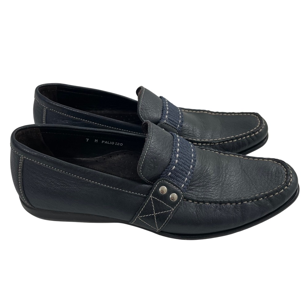 Donald J Pliner Mens Palio Blue Leather Loafer Moccasins Made in Italy 7 M Shoes